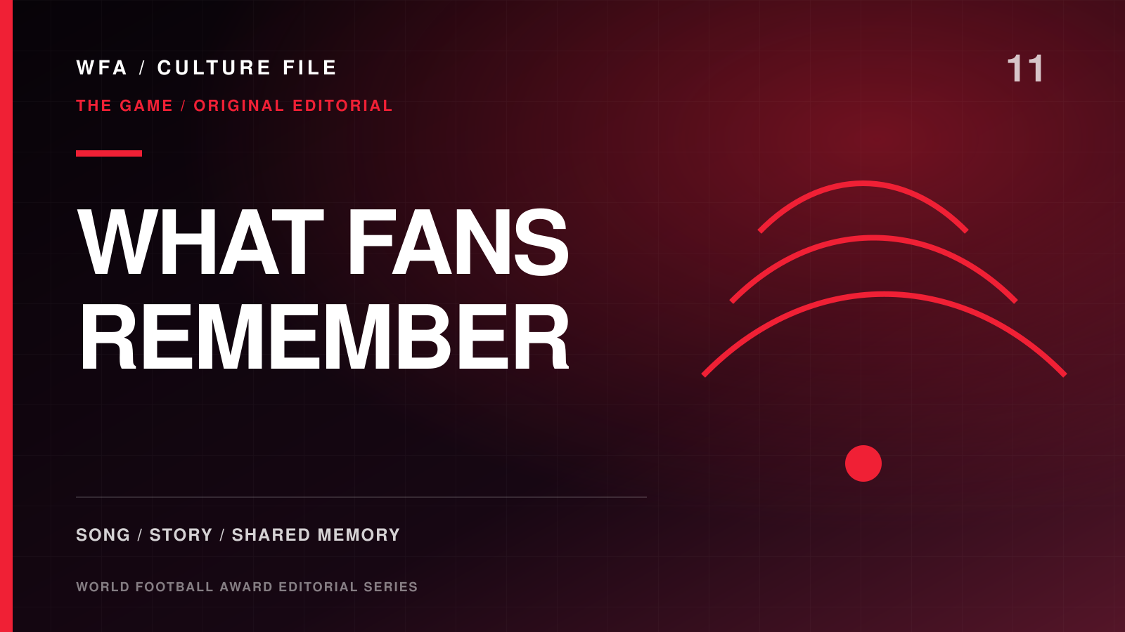 World Football Award Culture File graphic about supporter songs, stories, and shared football memory.